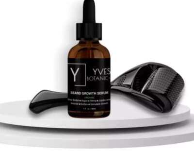 Beard Growth & Conditioning 2pc PREMIUM Set - Formula & Titanium Dermal Roller