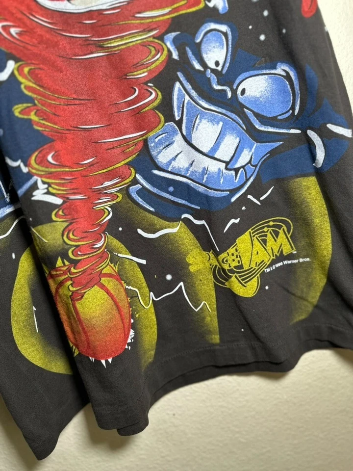 Vintage 90s Taz Space Jam Outer space AOP Graphic Shirt Mens Size L/XL Boot - Image 2 of 4