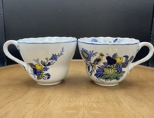 Spode Copeland Set of 2 Scalloped Teacups “Bluebird” S3274 Vintage England