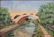 JOVAN OBICAN-Croatian Modernist-Original Signed Oil-Impressionist Landscape