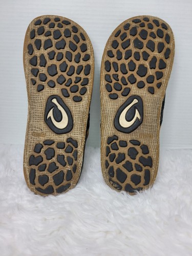 Olukai Kukui Men's Sandals Size 13 Black Leather Flip Flops Thongs Shoes - Picture 9 of 9