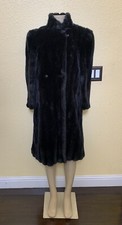 VTG Intrigue A Luxury Fabric By Glenoit Size 12 Black Faux Fur Mink Coat