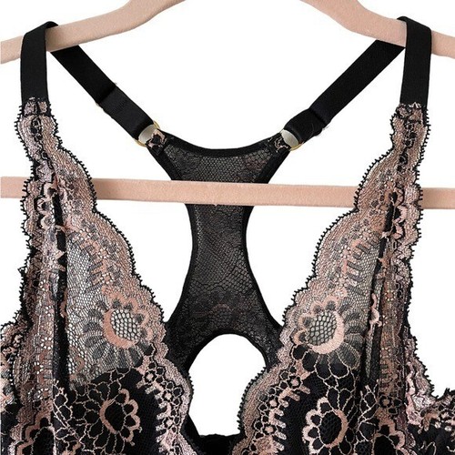 Agent Provocateur Aston High Apex Underwired Lace Bra Black & Pink Lace 32B - Picture 7 of 13