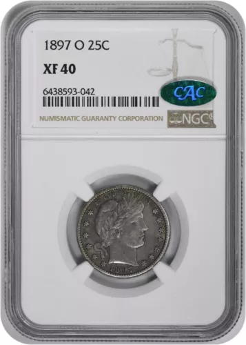 1897-O Barber Silver Quarter EF40 NGC (CAC)