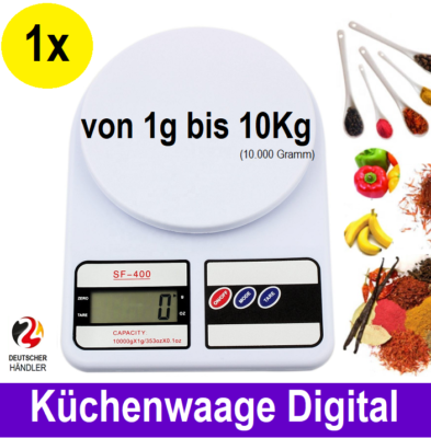 Digitale Küchenwaage Digitalwaage 1g / 10Kg Küche Haushaltswaage Waage g/Kg