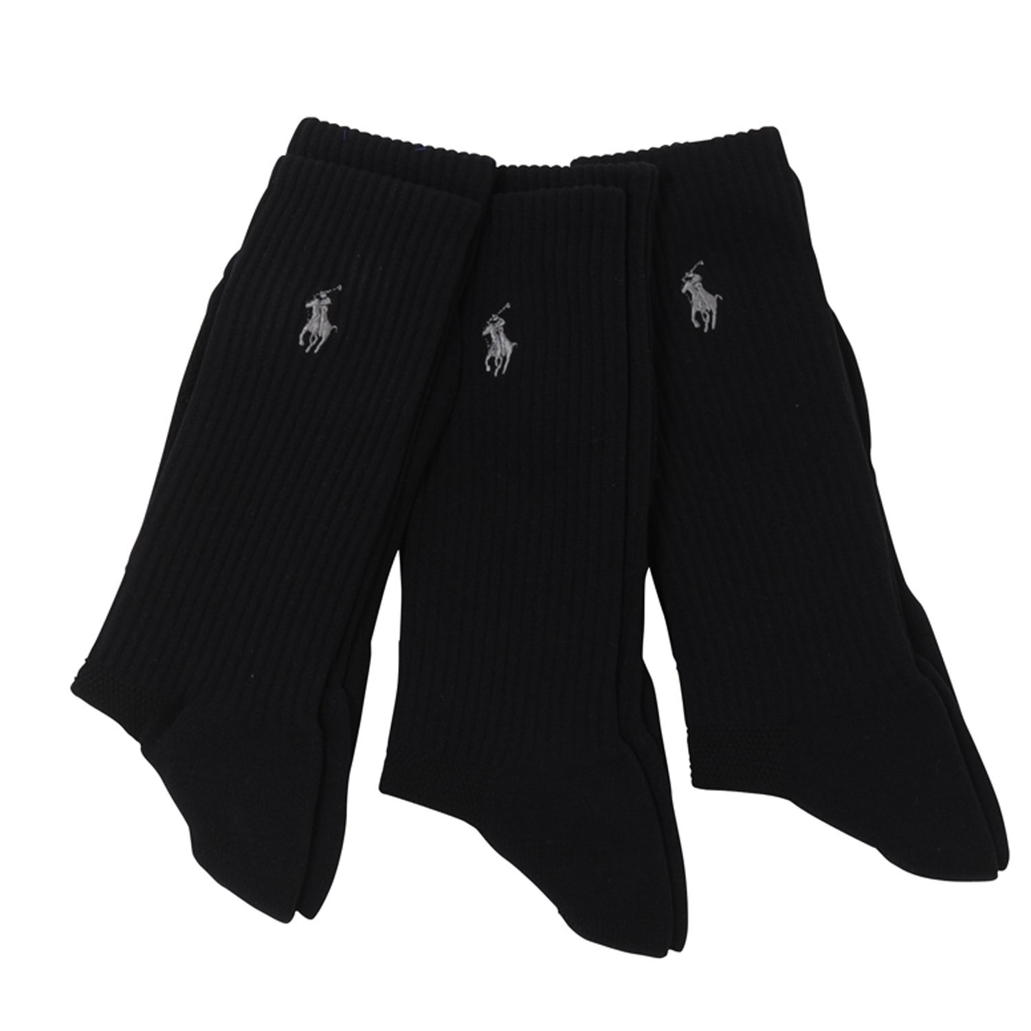 Мужские классические технологичные спортивные носки Polo Ralph Lauren с глубоким вырезом, черные (3 упаковки)