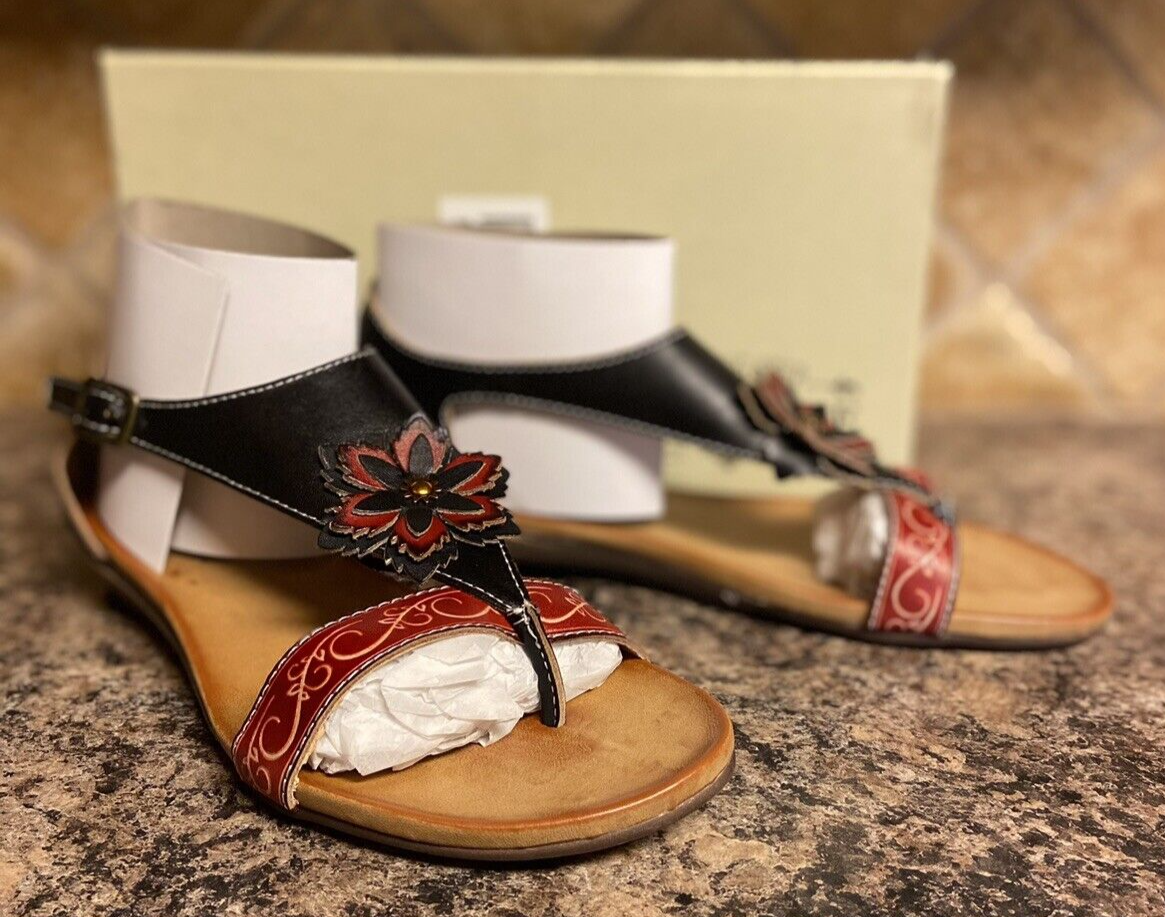 size US 8.5-Euro size 39 L' Artiste SE-Iberis-BM Black Multi Color Sandal New