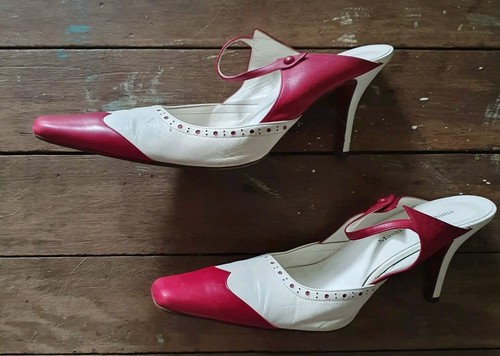 Vintage 90s Designer Masaki Matsushima Paris Two Toned Mary Jane Heels 8-8.5AU - Picture 4 of 6