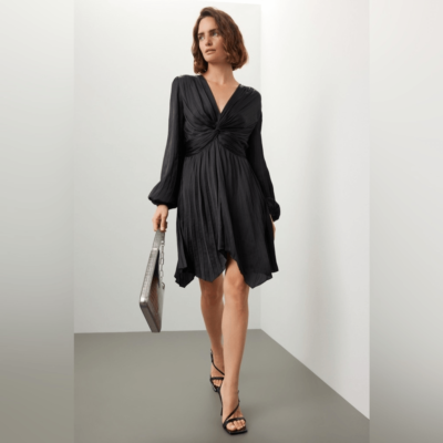 blue dress for baby girl Maje Women's Fit / Flare Black Polyester Lace Eyelet Trim Dress (3) main image 1