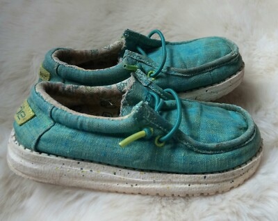 Hey Dude Shoes Youth Child Wally Sneakers Tennis Shoe Green