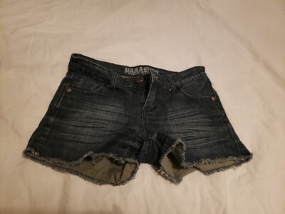 Parasuco Demin x Legend sexy short shorts frayed mid rise silver buttons sz 24