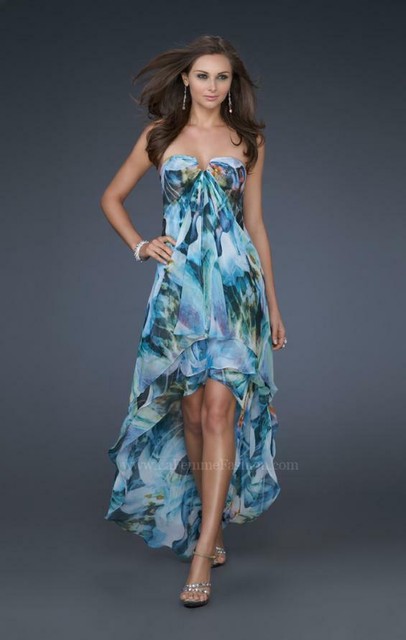 La Femme 16917 Strapless V Neck Ombre 
