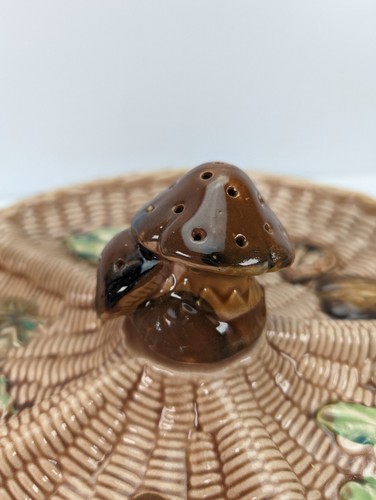 Majolica Tilso Ceramic Mushroom Serving Divided Plate Tray Toothpick Holder - Picture 7 of 15