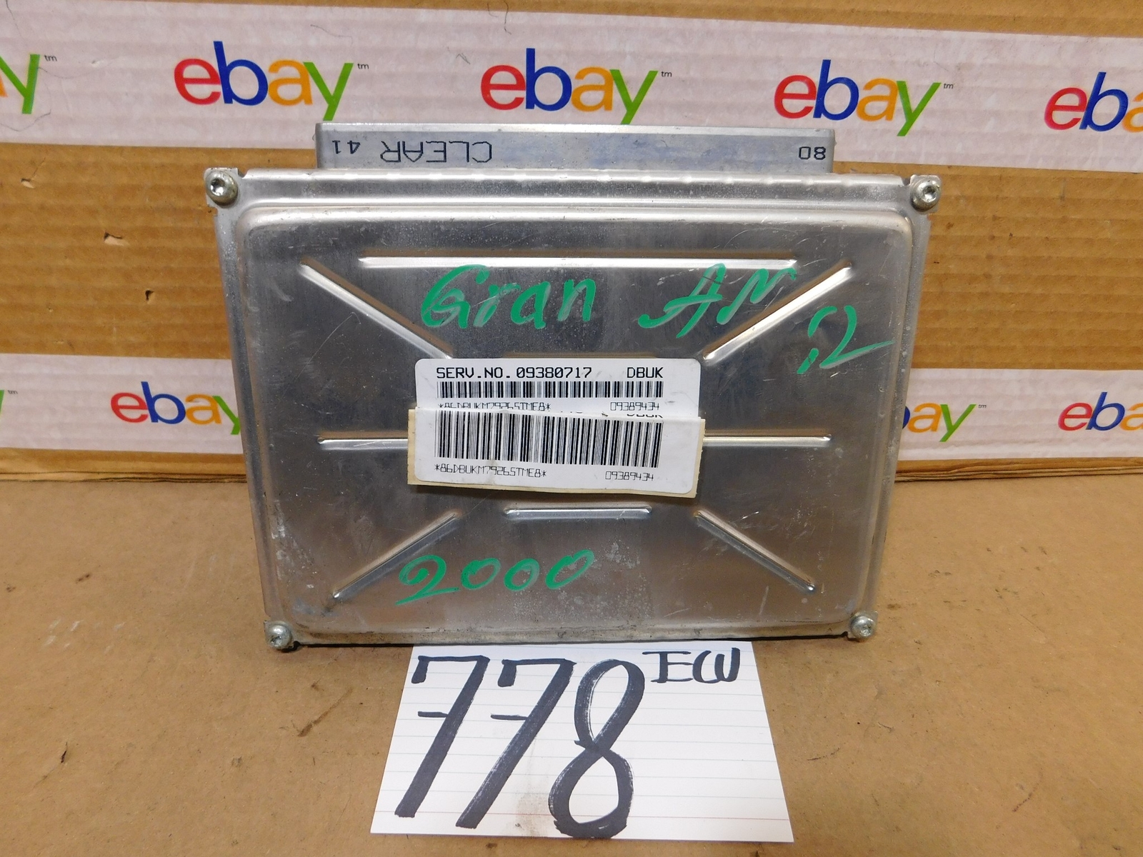2000 PONTIAC GRAND AM #778 Engine Computer ECM ECU 09380717