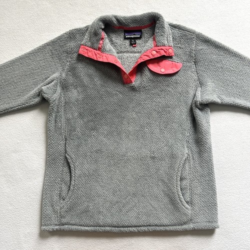 Patagonia Girl Grey Nickel X-Dye Magic Pink Retool Snap T Fleece Jacket XL 14 - Picture 6 of 11