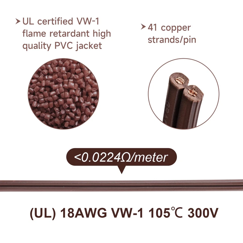 Cable de extensión de conexión de 2 conductores calibre 18 AWG SPT-2 cable de 50 pies cable de extensión 18/2 cables Foto 2 de 4