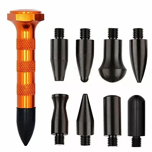 Diy Paintless Dent Repair Kit Metal Tap Down Pen With 9 Heads Tips Dent Removal 