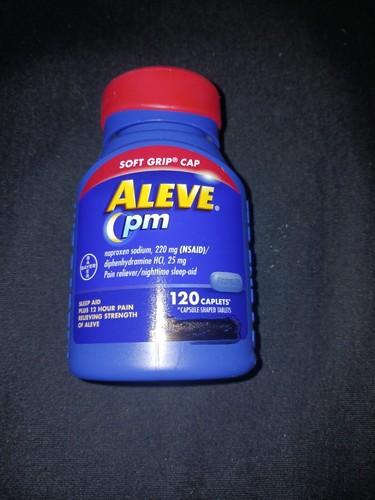 Aleve PM 120 CAPS - OTC PAIN RELIEVER -Exp 9/26 - EASY OPEN BOTTLE- NO BOX - 80