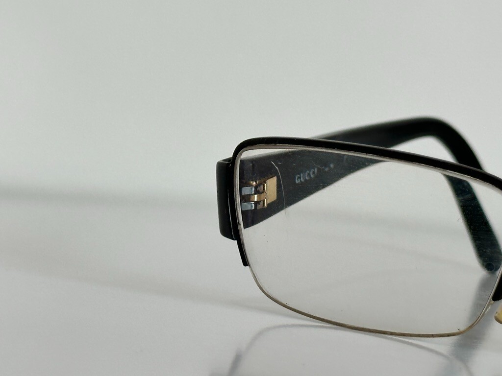 Gucci GG Half Rim Black Brown Eyeglasses Optical Frame 52-17-135