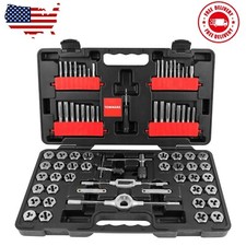 75Pc Tap and Die Set,SAE  Metric Hex Thread Taps Dies Wrench Threading