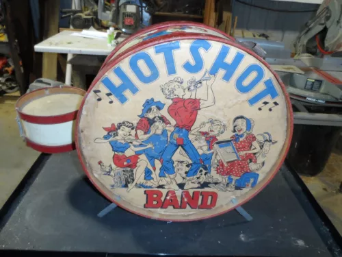 LIL' ABNER cartoon strip HOT SHOT BAND drum set Ohio Art vtg