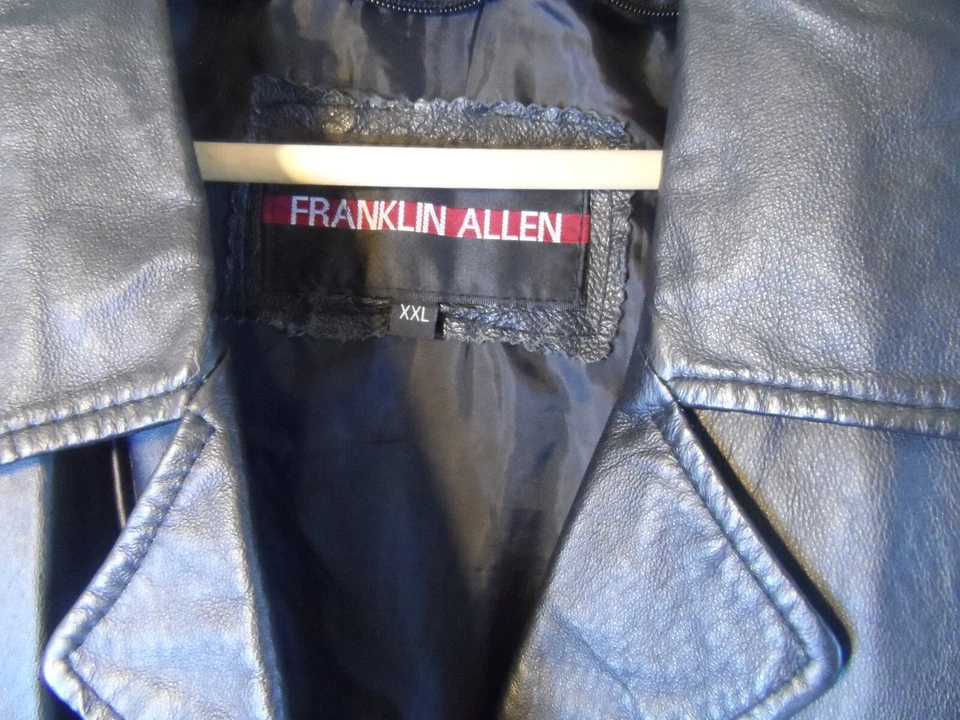 Franklin Allen Genuine Leather Men's Black Winter Jacket Coat - Size 2XL - Image 3 of 4