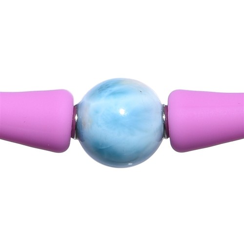 Armband mit 10mm Larimar Kugel, Silikon rosa 18cm, Edelstein, Schmuck - Bild 8 von 8