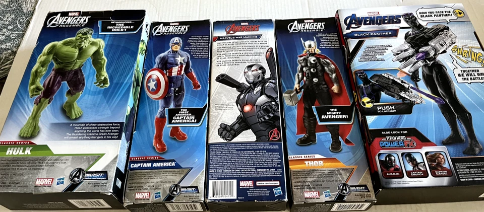 FIGURA 12 MARVEL TITAN HERO BLACK PANTHER WAR MACHINE CAPITÁN AMÉRICA HULK THOR Foto 3 de 4