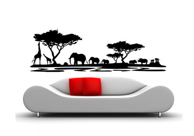 WandTattoo Wandaufkleber wandfolie Afrika Tier Affe Elefant Baum Nashorn WAF01