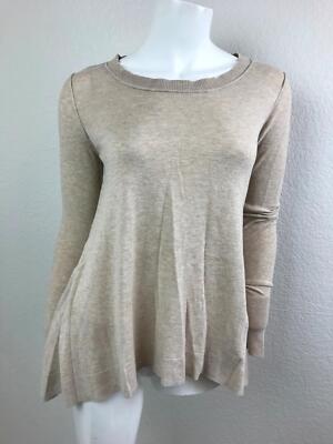 Wearing Your Heart on Your Sleeve Sweater S Brown Cotton Pullover Flare Thin