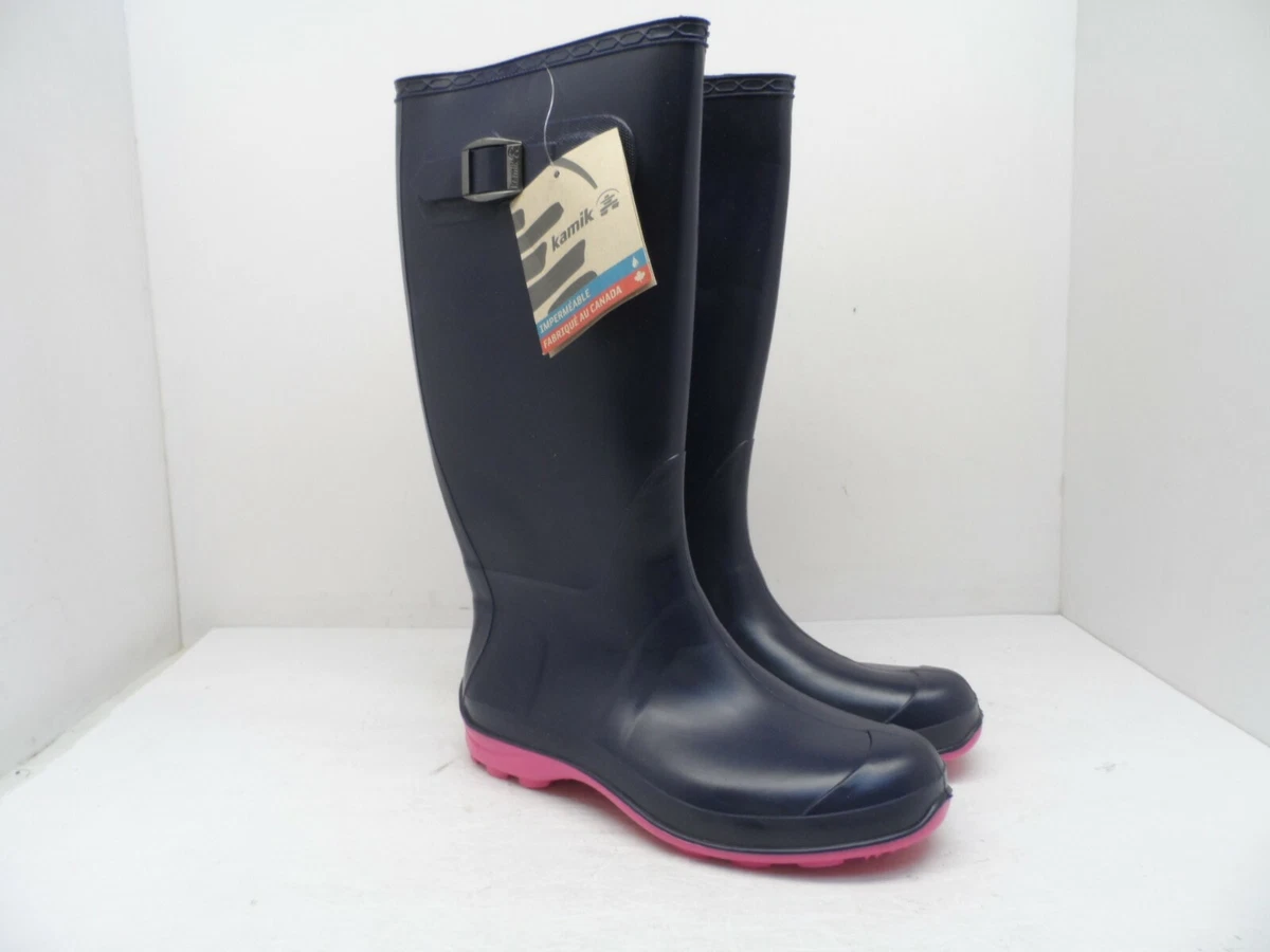Kamik Women s Olivia Rain Boot Navy Pink Size 7M eBay