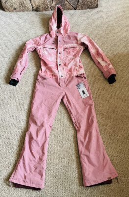 Roxy Women M Formation Pink Tie Dye Hooded Ski Snowboard Jumpsuit Bib Pant $399