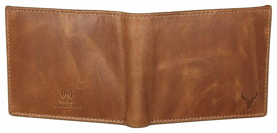 Genuine Leather Bifold Wallets For Men RFID Blocking Slim (MENS BROWN WALLET++) - Image 4 of 4