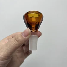 14MM Brown Male Glass Diamond Tobacco Smoking Hookah Bong Pipe Bowl US Free Ship