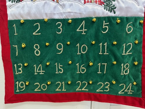 Vintage Embroidered Fabric Hanging Christmas Countdown Calendar 24 Day Snowmen - Picture 7 of 10