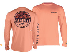 Salt Life SLX TROPX Nanotex L/S Mahi Orange Size L UV 30 Live Salty NWT New