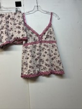 Jessica Simpson PINK Rose Tank Shorts Lace Pajama PJ SET