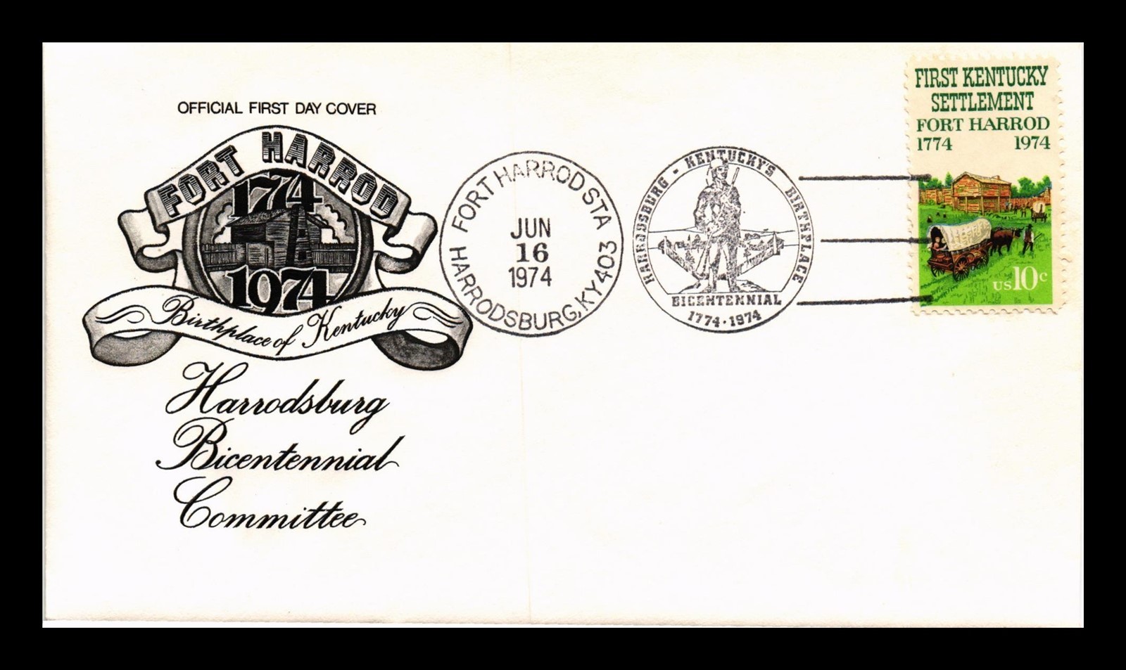 Dr Jim Stamps Us Cover Fort Harrod Kentucky Bicentennial Fdc Pictorial Cancel