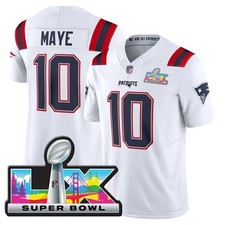 NWT Men's Patriots White 2026 Super Bowl LX Patch Limited Stitched Jersey