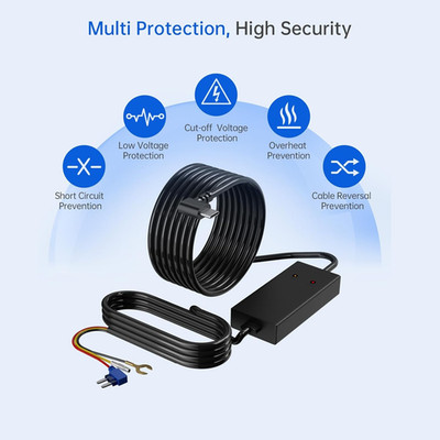 11.5Ft Type-C Dash Cam Hardwire Kit V5F 12V-24V To5V 3A Car Dashboard Cam Power