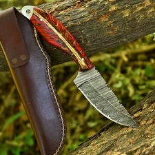 Damascus Steel Full Tang Hunting Handmade Knife with Pine Cone Corelon & Sheath