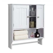 Bathroom Wall Cabinet, 2 Doors and Adjustable Shelf, Over the Toilet Storage Med