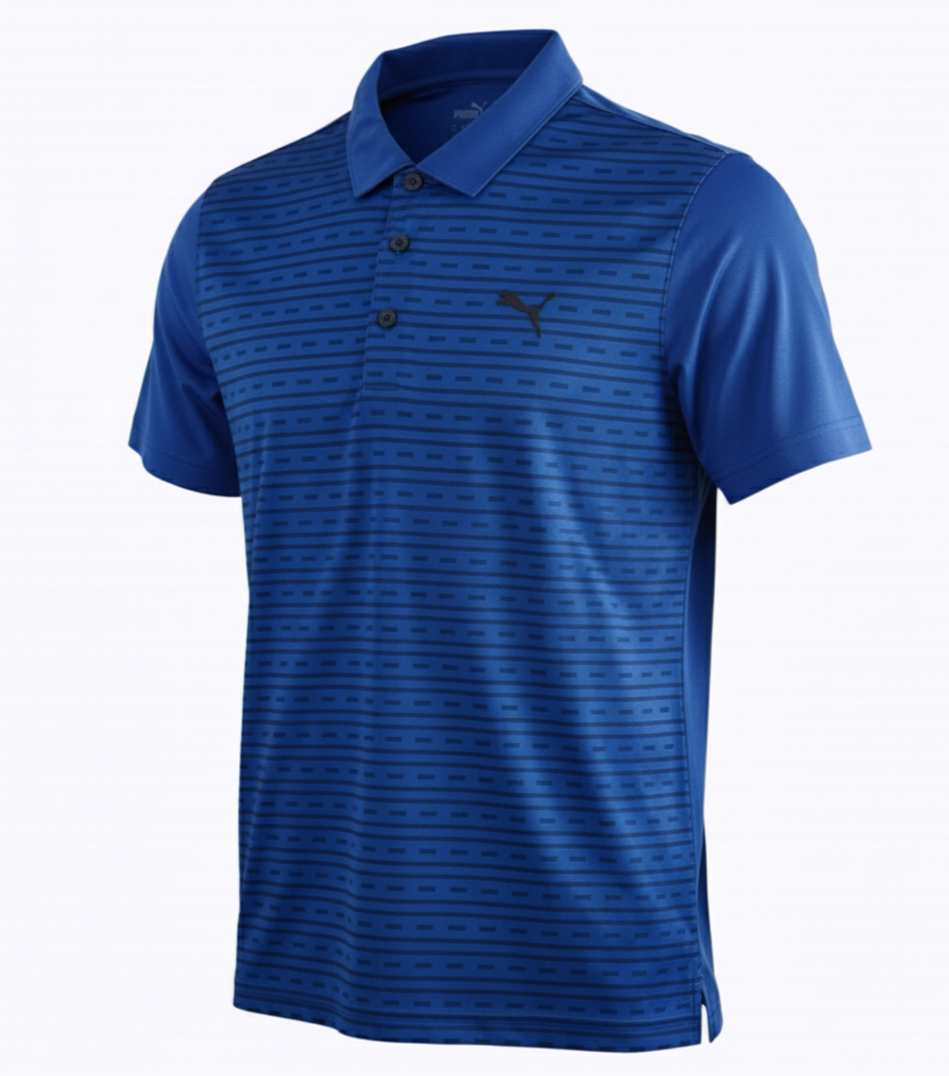 PUMA Mens Golf Polo Shirt Medium Blue dryCELL Moisture Wicking Dash Pattern