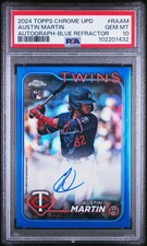 2024 Topps Chrome Update Series Auto Austin Martin #RAAM Blue Refractor PSA 10