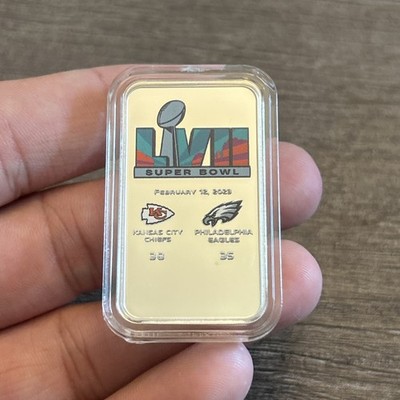 Super Bowl LVII Chiefs Vs Eagles Silver Plated Bar Coin Collectible