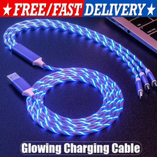 3 in 1 LED Light Glowing Charging Cable 3A Micro USB C Type C