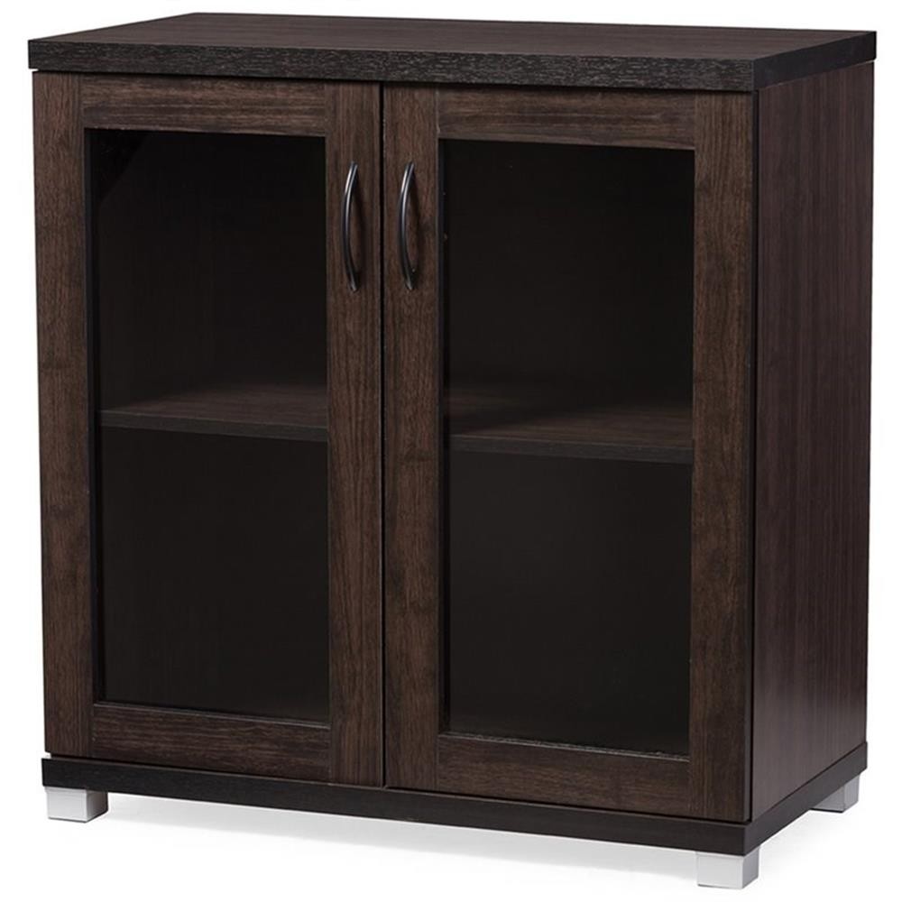 Baxton Studio Zentra Curio Cabinet in Dark Brown