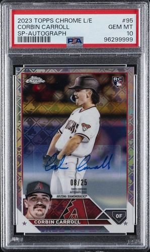2023 TOPPS CHROME LOGOFRACTOR ORANGE #95 CORBIN CARROLL ROOKIE RC 8/25 PSA 10