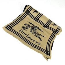 Burberry Stole Black Beige Unisex Vintage 71.3 x 13.8 in Scarf Wrap