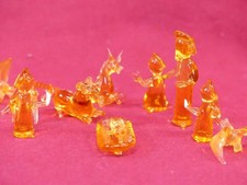 superbe creche miniature ancienne en verre filé jaune (accidents) noel art